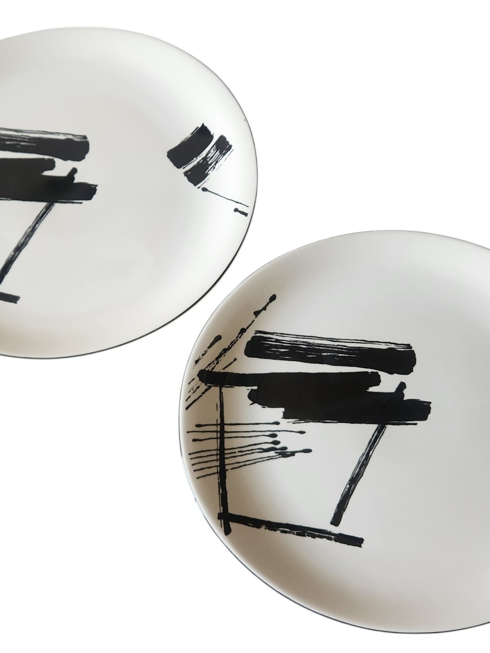 Sango Black and White Abstract Brushstroke Dinner Plates